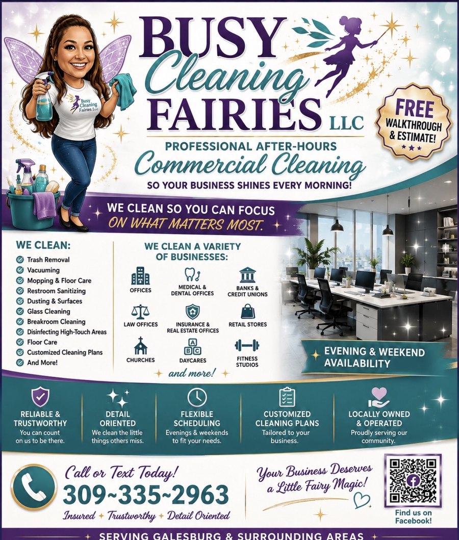 Busy Cleaning Fairies commercial cleaning services flyer